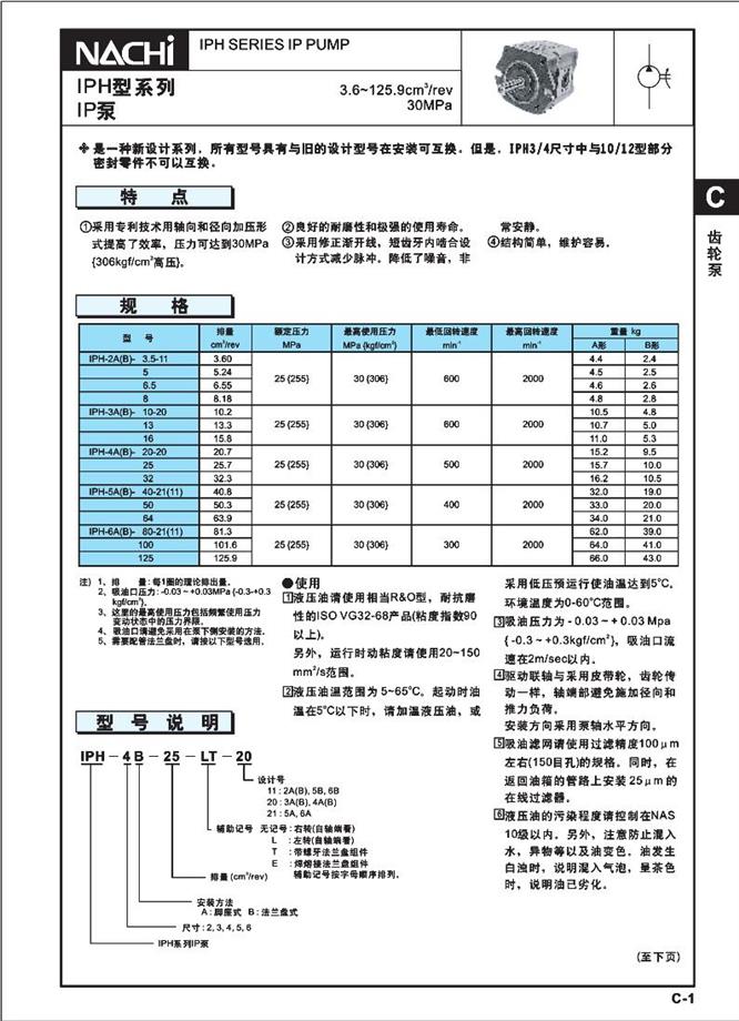 IPH系列单联齿轮泵